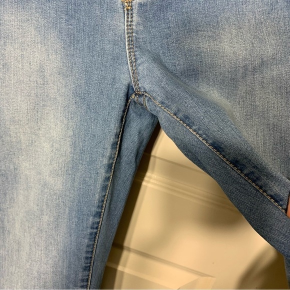 Retro Flare Leg Jeans Mid Rise Sz 12 Boho Light Blue Stretch Denim - Picture 4 of 9